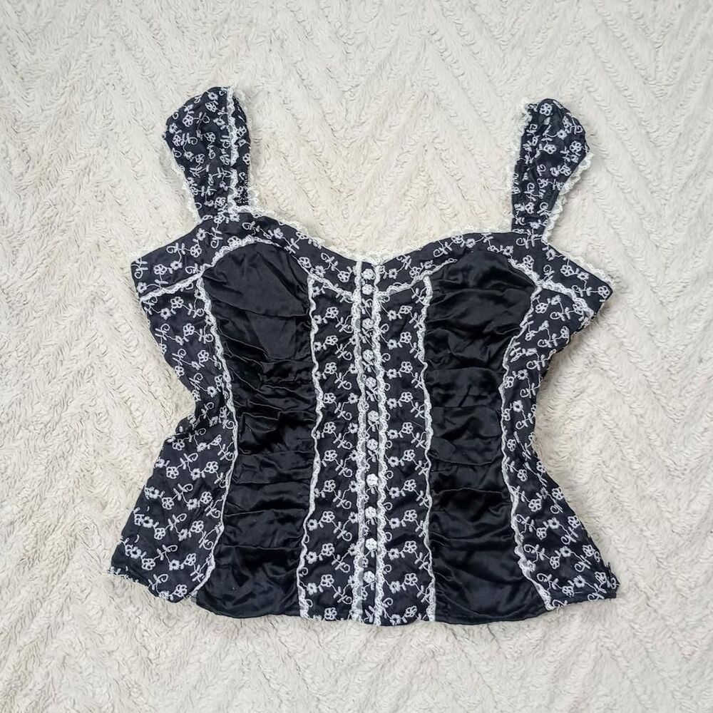 Y2K Bebe Silk Floral Embroidered Fairygoth Corset
